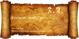Korpos Noémi névjegykártya